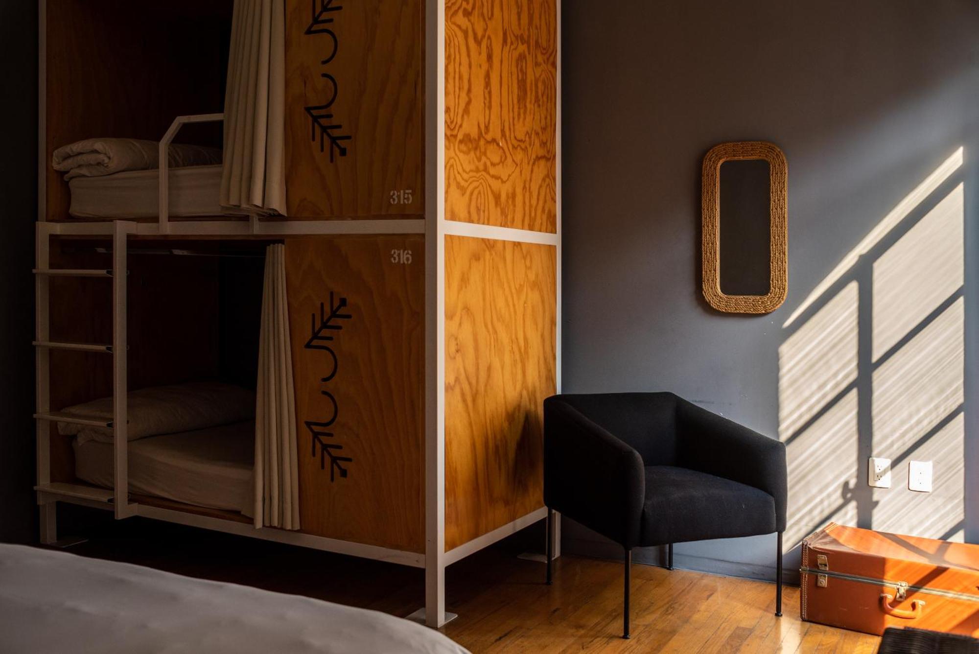One double bed with one bunk bed