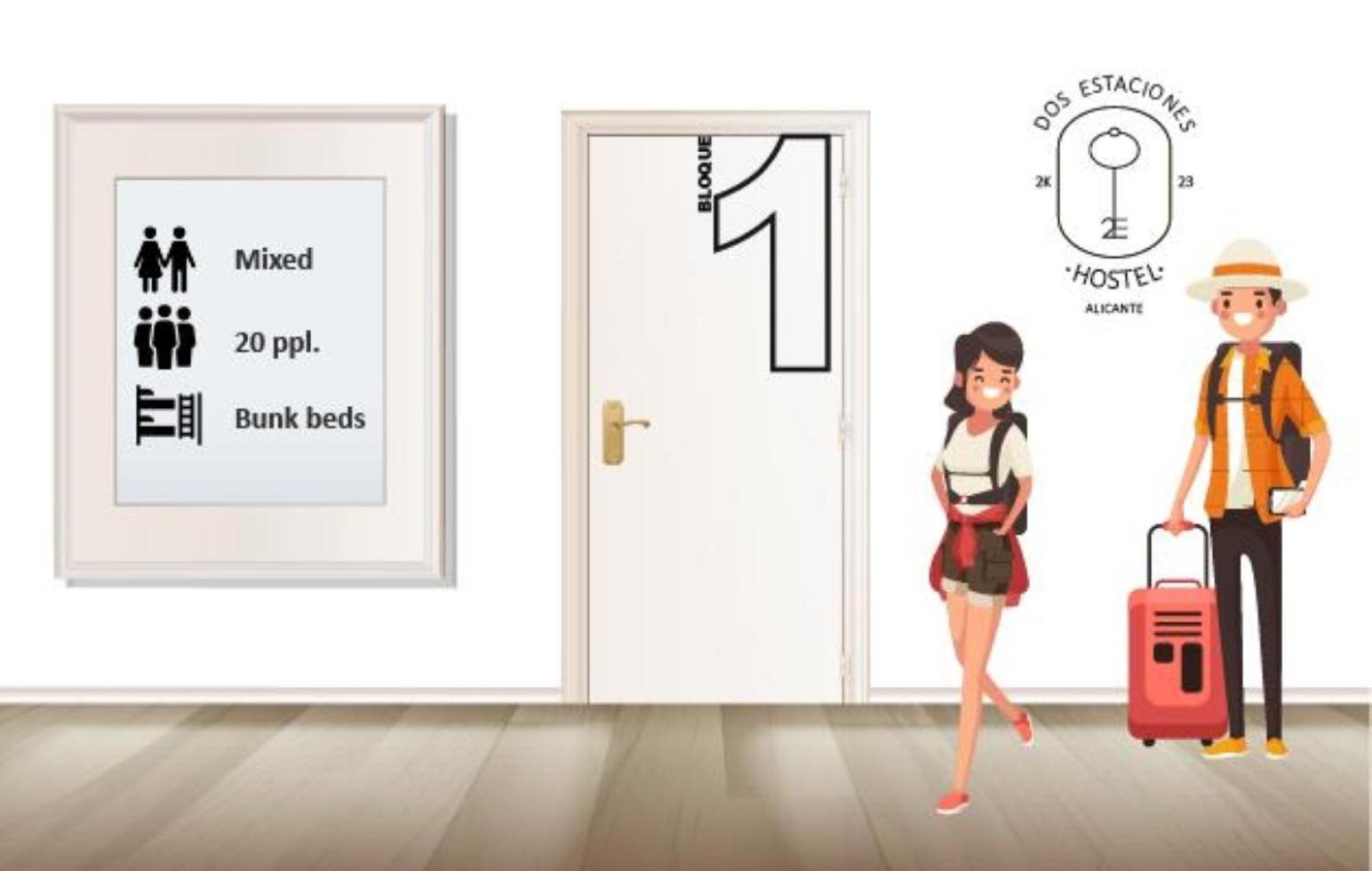 Litera en habitación compartida mixta (20 adultos)