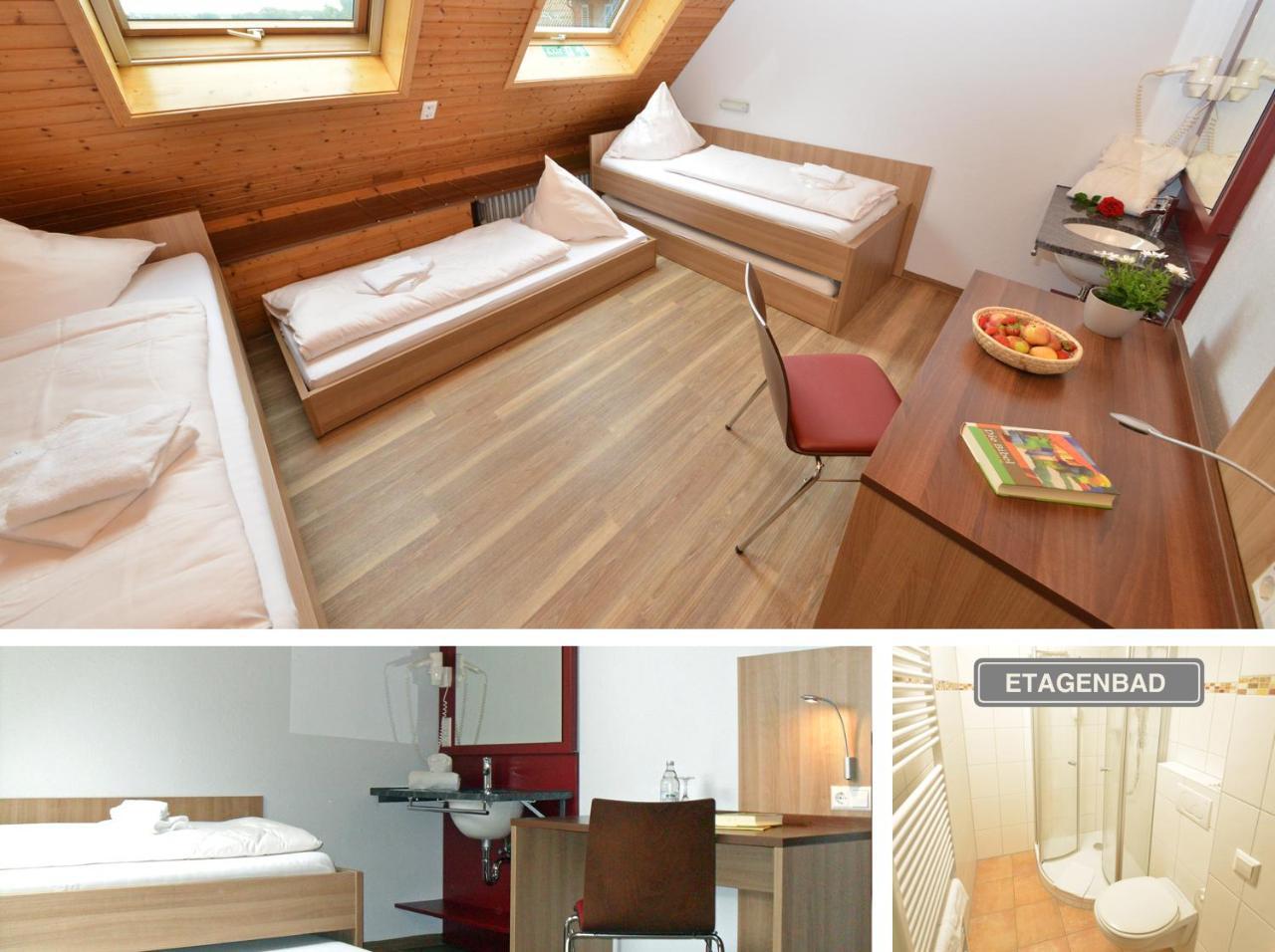 Doppelzimmer mit Zustellbett und Gemeinschaftsbad